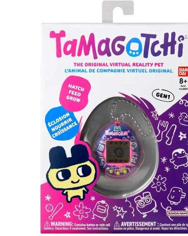 Tamagotchi Original Neon Lights Virtual Pet Game Purple/Pink Age- 8 Years & Above