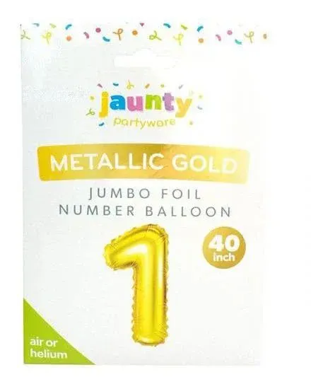 Jaunty Metallic Gold Jumbo Foil Number Balloon 40" Assorted