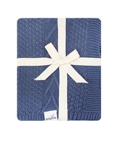 Infancie Organic Baby Knitted Shawl Blanket (80x110cm) Dark Blue IT5077