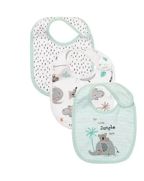 Infancie Baby Jungle Themed Cotton Bibs Pack of 3 IT11046 Age- 3 Months to 36 Months