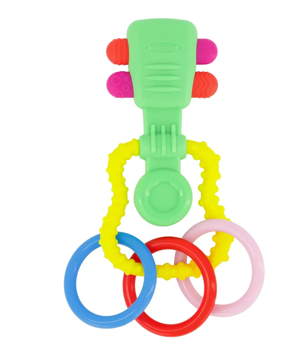 Infantino Baby's Rock And Teether Guitar Multicolor Age- Newborn & Above