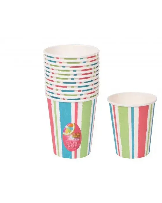 Bello Stripe Lolly Paper Tumblers 8Oz 12 Pack