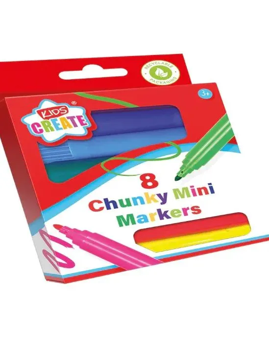 Pibi Kids Create Chunky Mini Colouring Markers 10-Pack Age-3 Years & Above