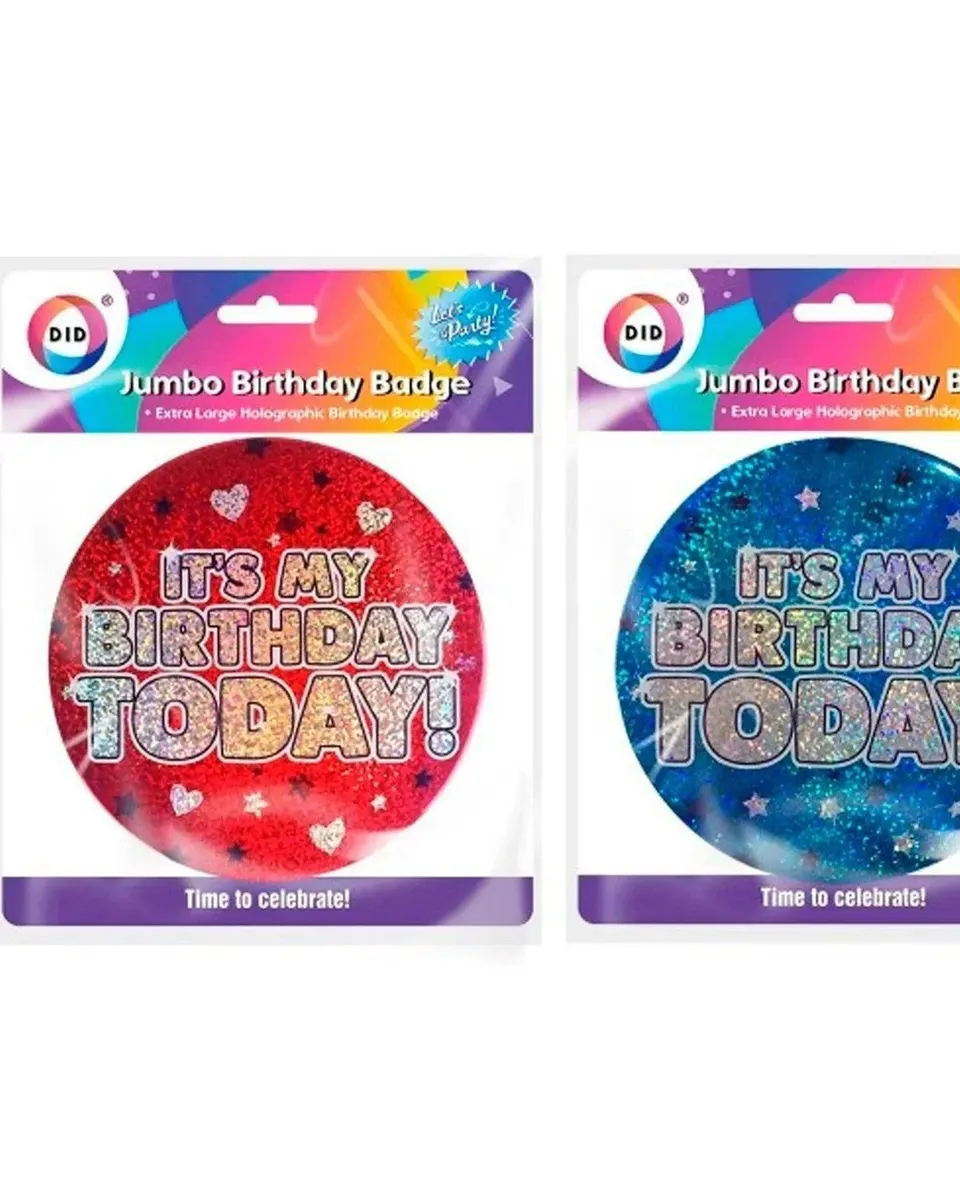 DID Jumbo Birthday Badge Assorted Colours
