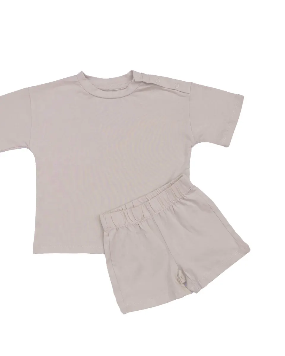 Toto & Mommie Organic cotton Oversize Tee & Shorts Set Sand