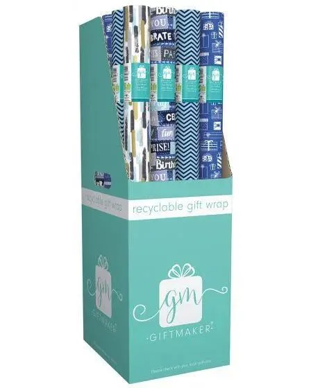 Giftmaker Male Mix Recyclable Gift Wrap 300 X 69 cm Assorted Cdu