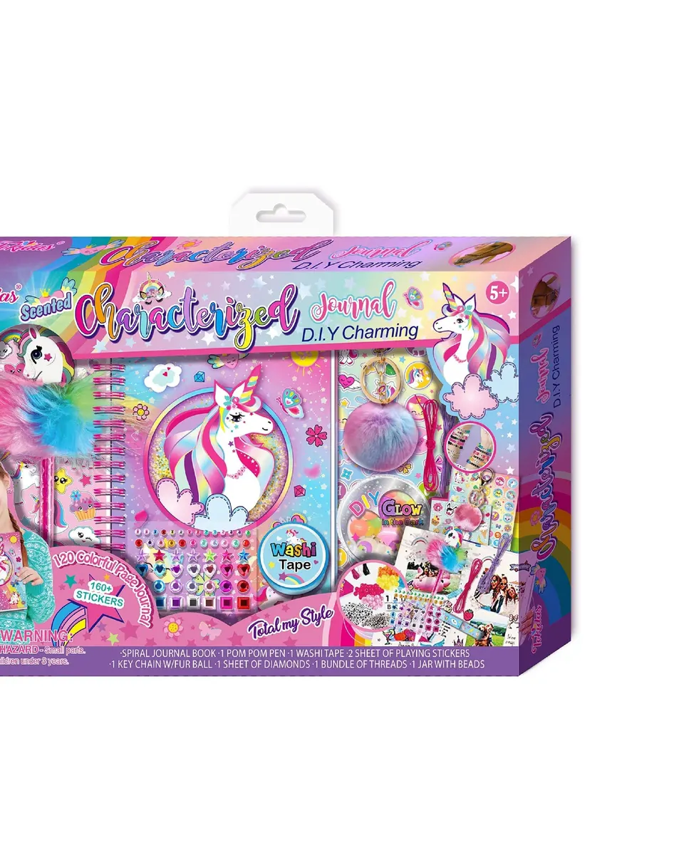 Pibi Unicorn Scented Charecterized Secret Message Journal Set DIY Kit with 160+ Stickers Multicolor Age- 4 Years & Above