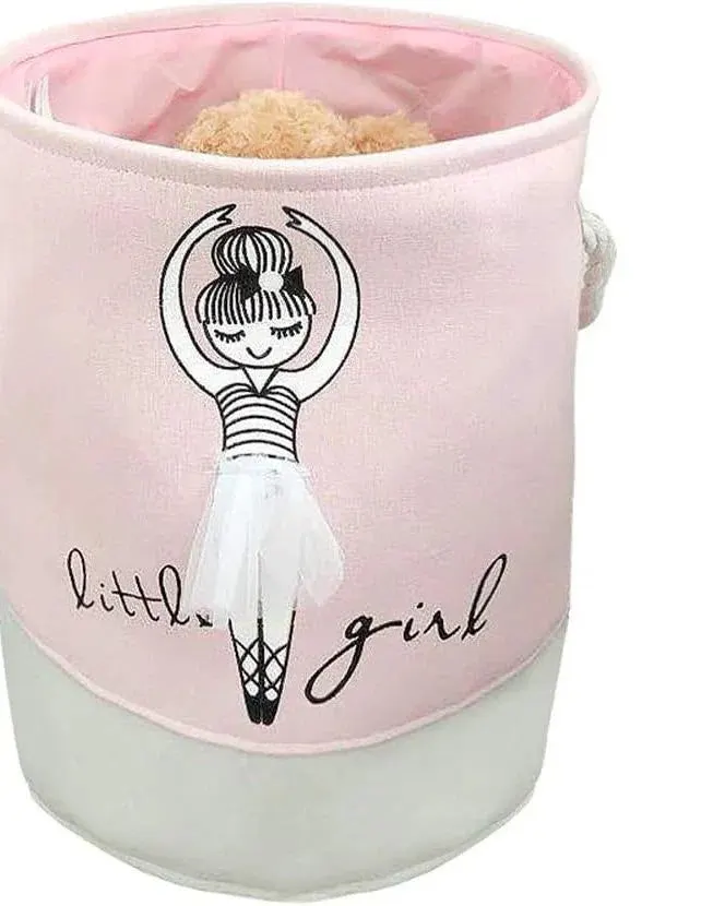 Pibi Adorable Ballerina Little Girl Laundry Bag/Toy Organizer (35 x 40 cm) Pink/Grey Age- Newborn & Above