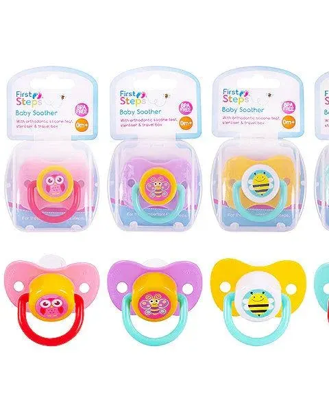 Pibi First Steps Baby Soother With Steriliser Box Assorted Age- 6 Months & Above