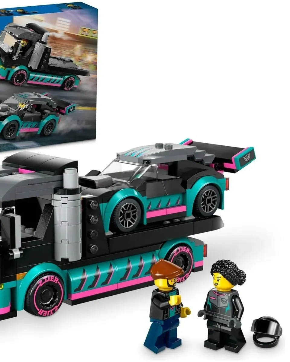 Lego Race Car and Car Carrier Truck Building Blocks Multicolor Age- 6 Years & Above