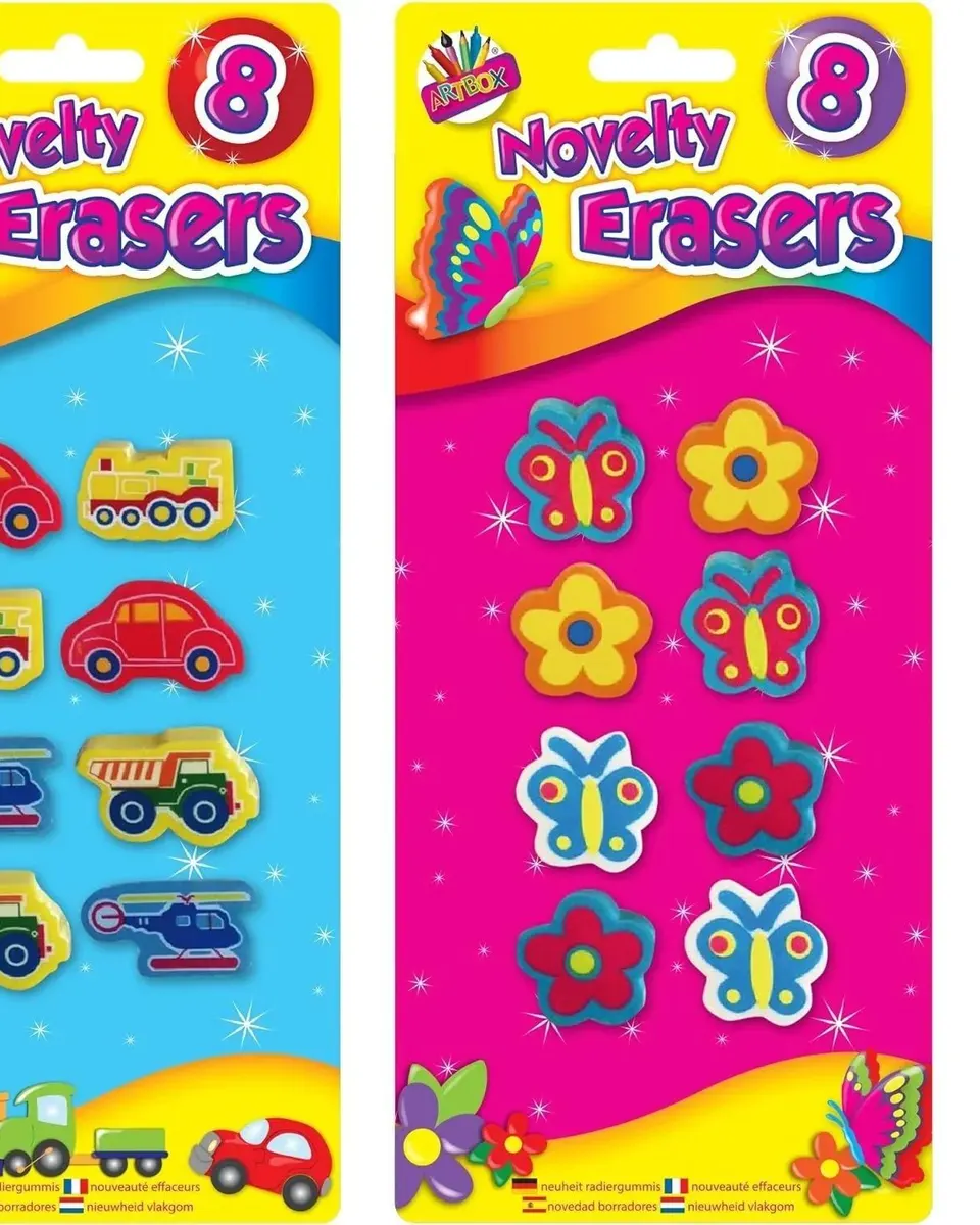 Artbox Novelty Erasers 8 Pack Assorted Age-3 Years & Above