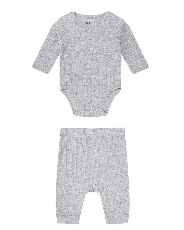 Motherschoice Newborn Ribbed Kimono Bodysuit and Pants Set IT4408 GreyNewborn