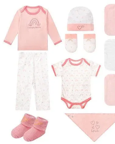 Motherschoice Newborn Girls Essentials 10-Piece Gift Box White/Pink IT5043