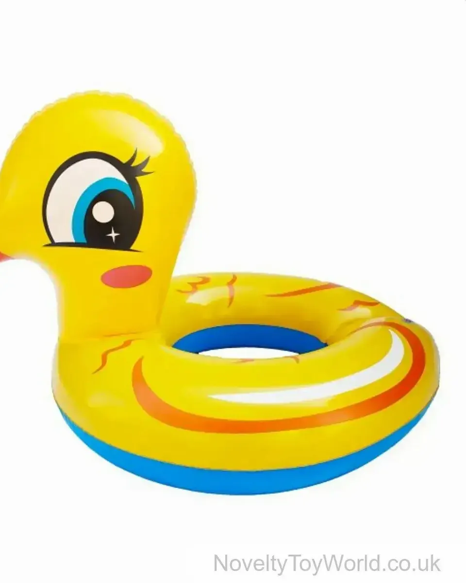 Cute Yellow Duck Split Swim Rings Inflatable (54Cm)