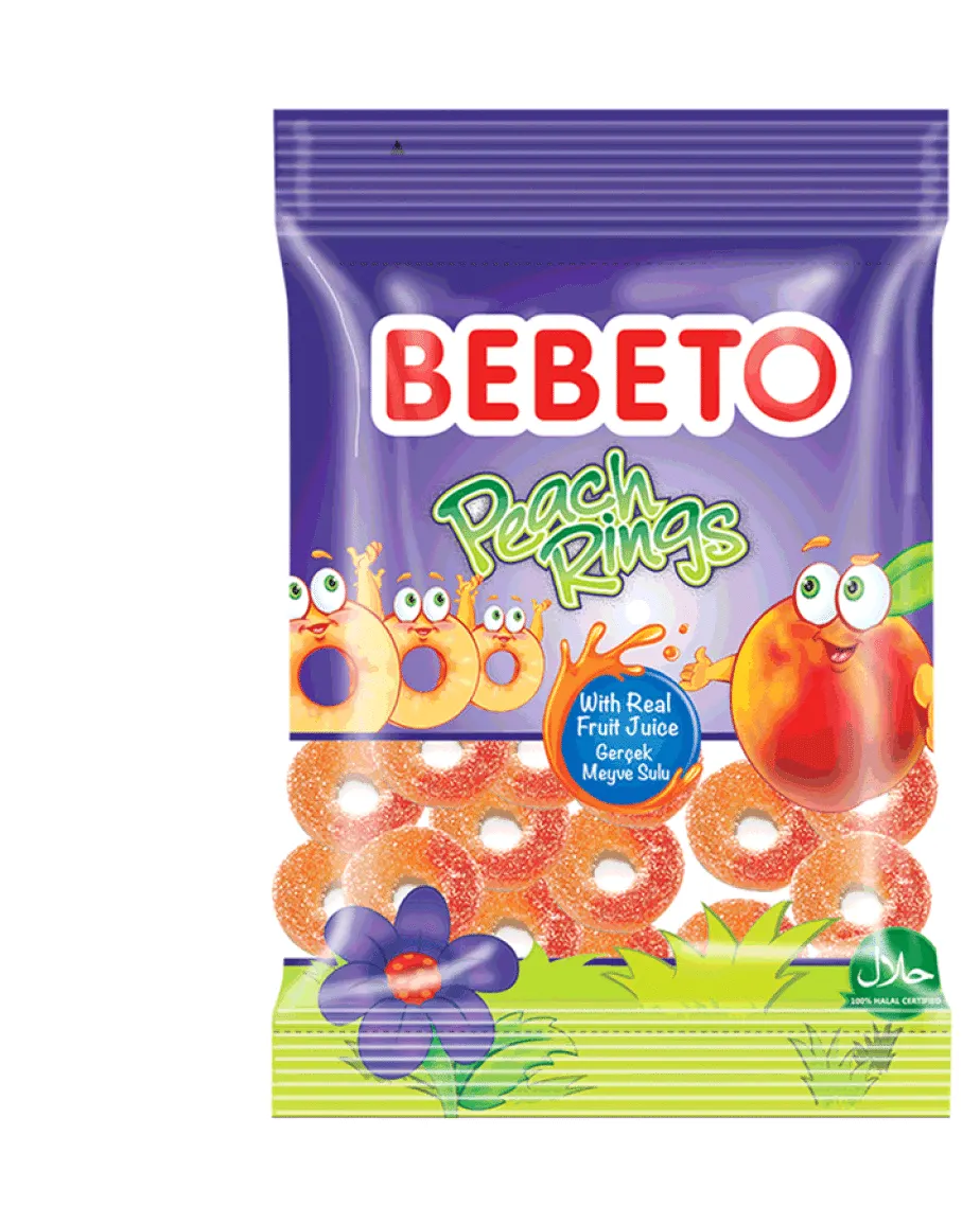 Bebeto Gummy Candy Peach Rings 18G Age- 3 Years & Above