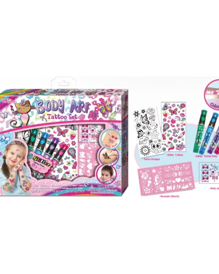 Pibi Body Art Tattoo Set DIY Kit Multicolor Age- 4 Years & Above