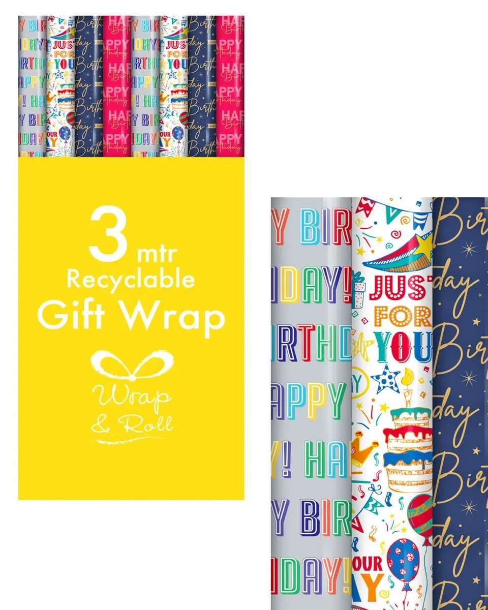 Eurowrap 3M Happy Birthday Gift Wrap Roll