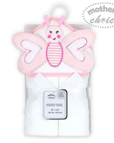 Motherschoice Baby 3D Hooded Towel Butterfly (84 x 84 cm) White/Pink Age- Newborn to 4 Years IT3364
