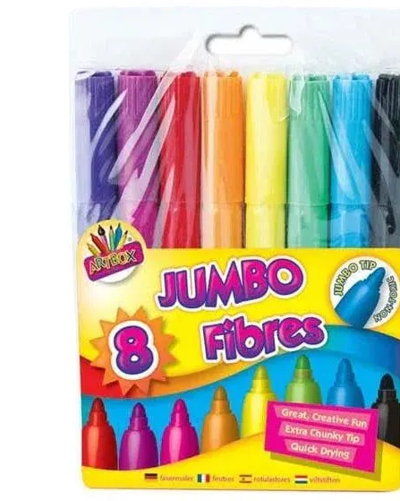 Artbox Jumbo Fibres Assorted Colours 8 Pack Age-3 Years & Above