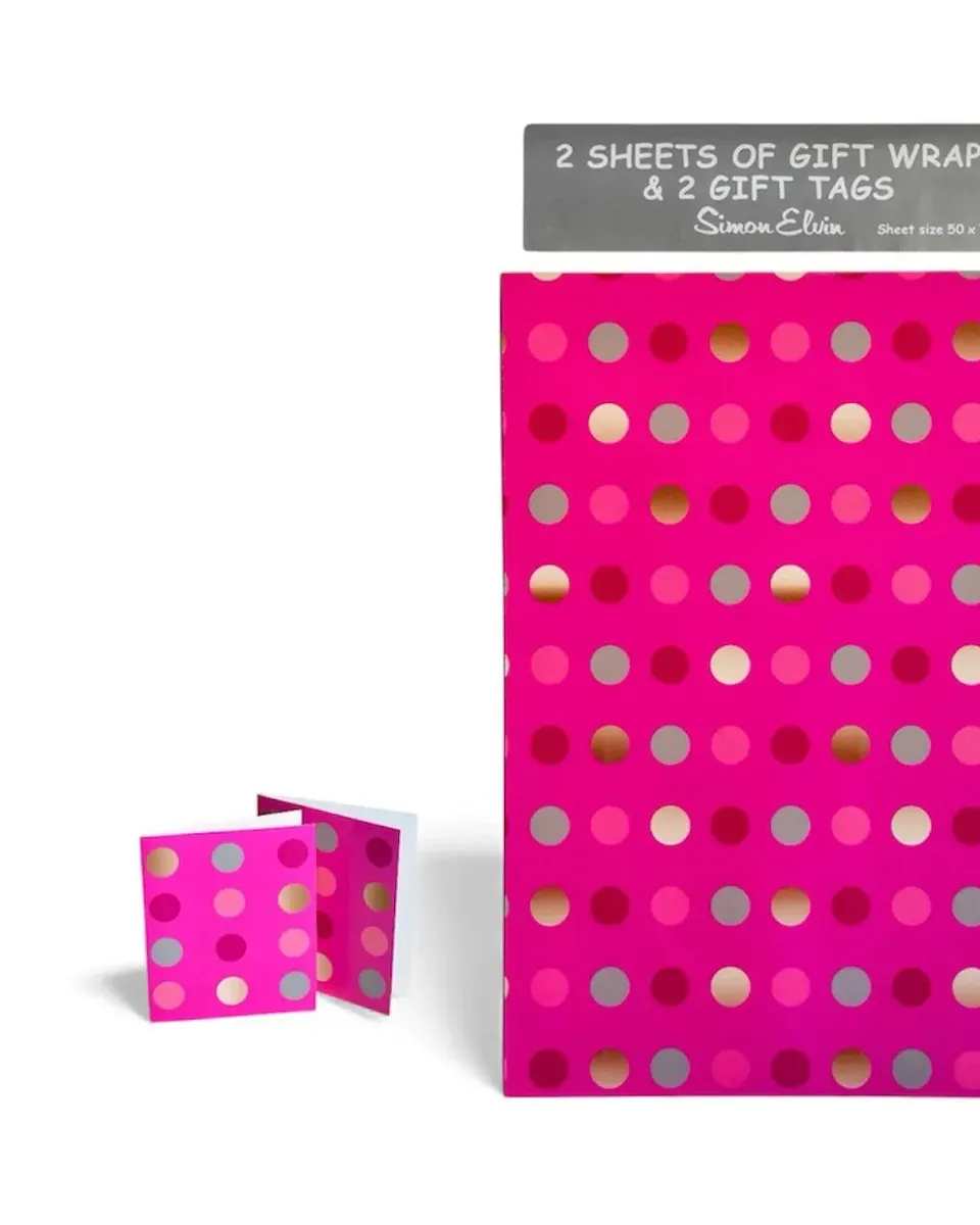 Simon Elvin Folded Wrap & Tags Balloons Pink