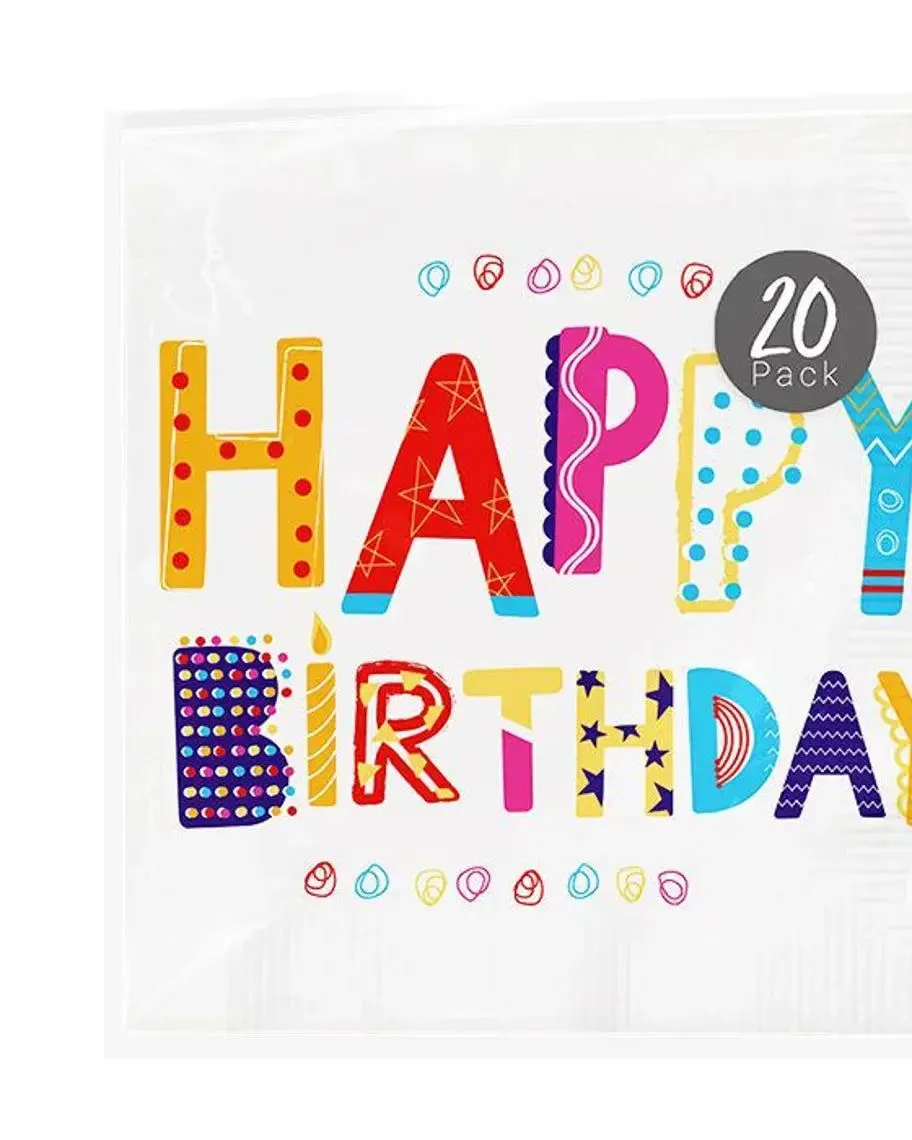 Pop Happy Birthday Disposable Paper Napkins 33Cm 20 pcs
