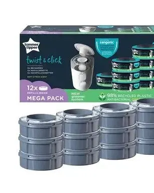 Tommee Tippee Twist and Click Advanced Nappy Disposal Sangenic + 12pcs Refill White Age- Newborn & Above