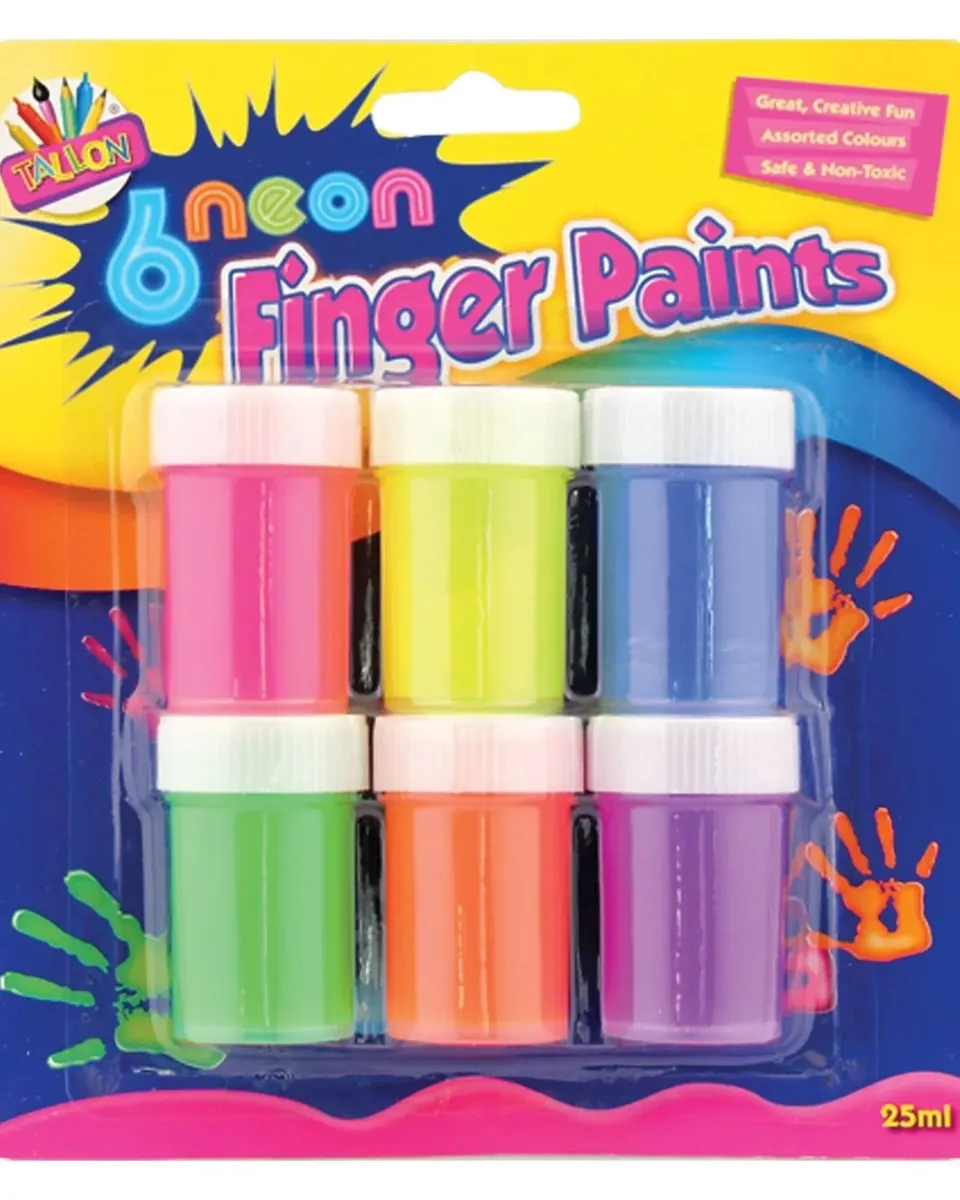 Artbox Neon Finger Paint Pots 6 Pack Age-3 Years & Above