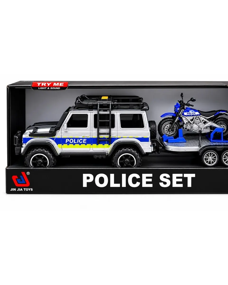 Toystar Motor Planet Police Transport with Trailer – Friction Powered Vehicle with Lights Age- 6 Years & Above