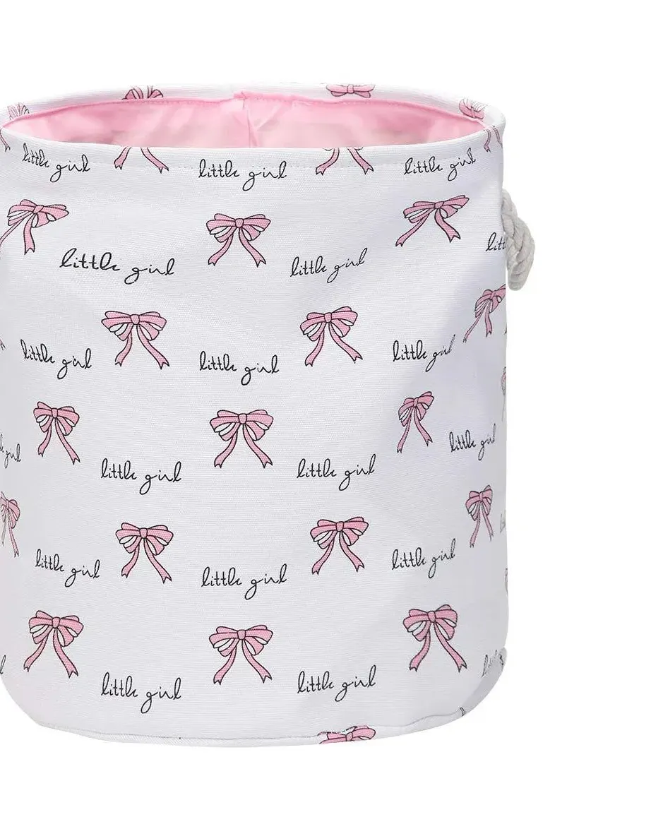 Pibi Adorable Little Girl Printed Laundry Bag/Toy Organizer (35 x 40 cm) White Age- Newborn & Above