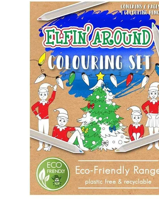 Pibi Colouring Set Eco-Friendly Christmas Elfin Around A6 14 X 10 Cm Age-3 Years & Above