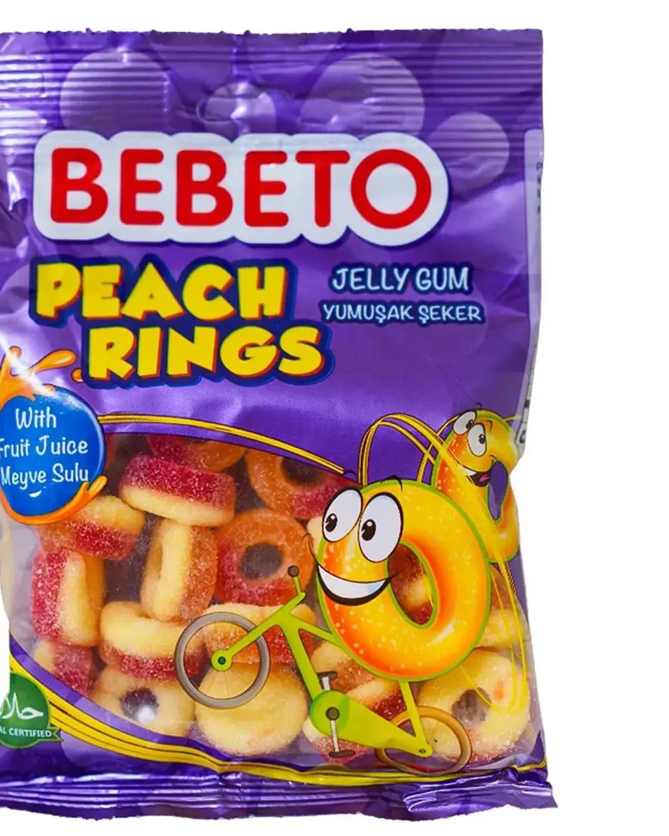 Bebeto Gummy Candy Peach Rings 80G Age- 3 Years & Above