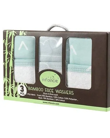 Motherschoice 3-Pack Baby Bamboo Wash Cloths (25 x 25 cm) Age- Newborn to 4 Years Blue IT4726