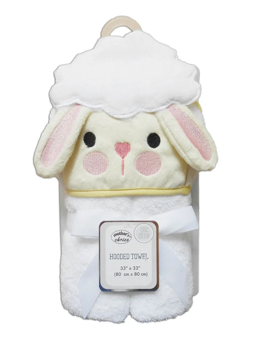 Motherschoice Baby 3D Hooded Towel Sheep (84 x 84 cm) Whitee Age- Newborn to 4 Years IT11601