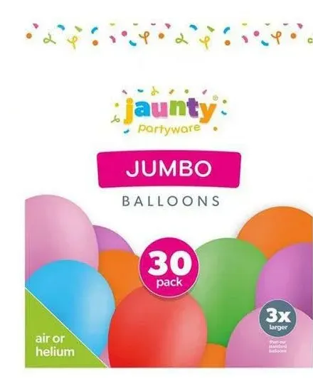 Jaunty Assorted Colour Jumbo Balloons 30 Pack