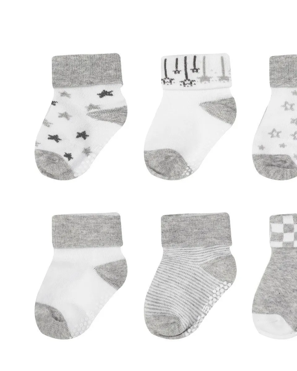 Infancie 6-Pack Non-Slip Grip Baby Cotton Socks (6-12 Months) Multicolor IT4964