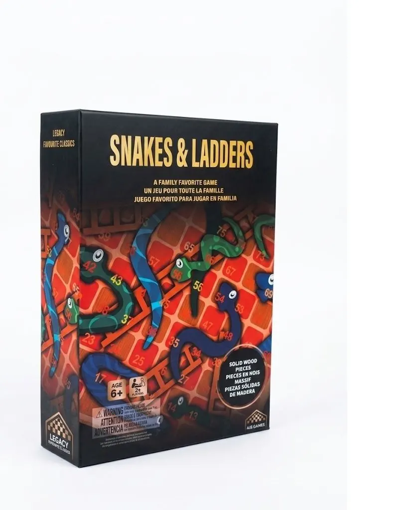 Snakes and Ladders Game Wooden Version Classic Wooden Board Game for Kids & Family, Strategy Indoor Game, Age- 5 Years & Above