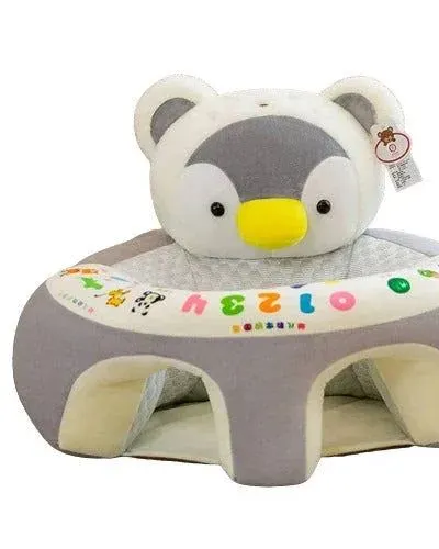 Akaa Cute & Supersoft Penguin Plush Sit Me Up Baby Support Sofa Grey/White Age- 6 Months & Above