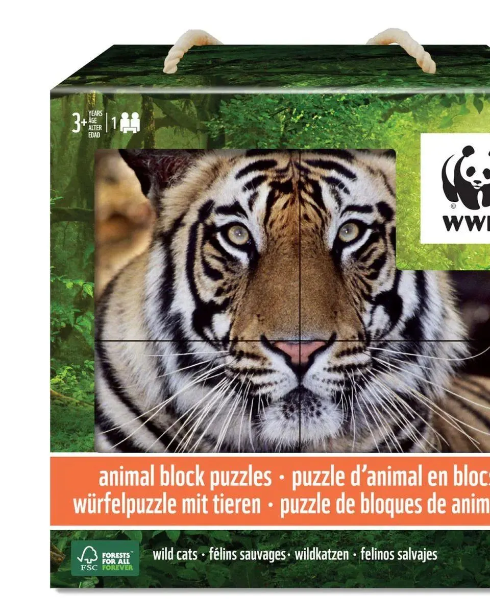 WWF Wild Cats 4 Block Kids Puzzles In a Box Age- 3 Years & Above
