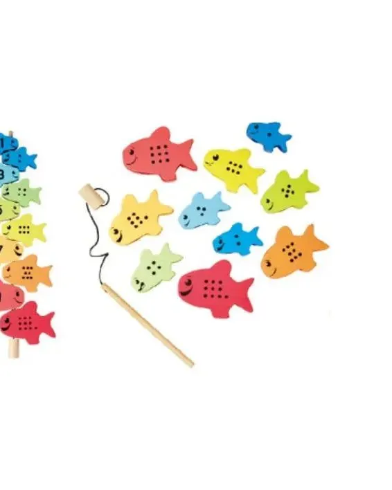 Acool Toys Magnetic Wooden Fishing Game Set of 11 AC6680 Multicolor Age- 2 Years & Above