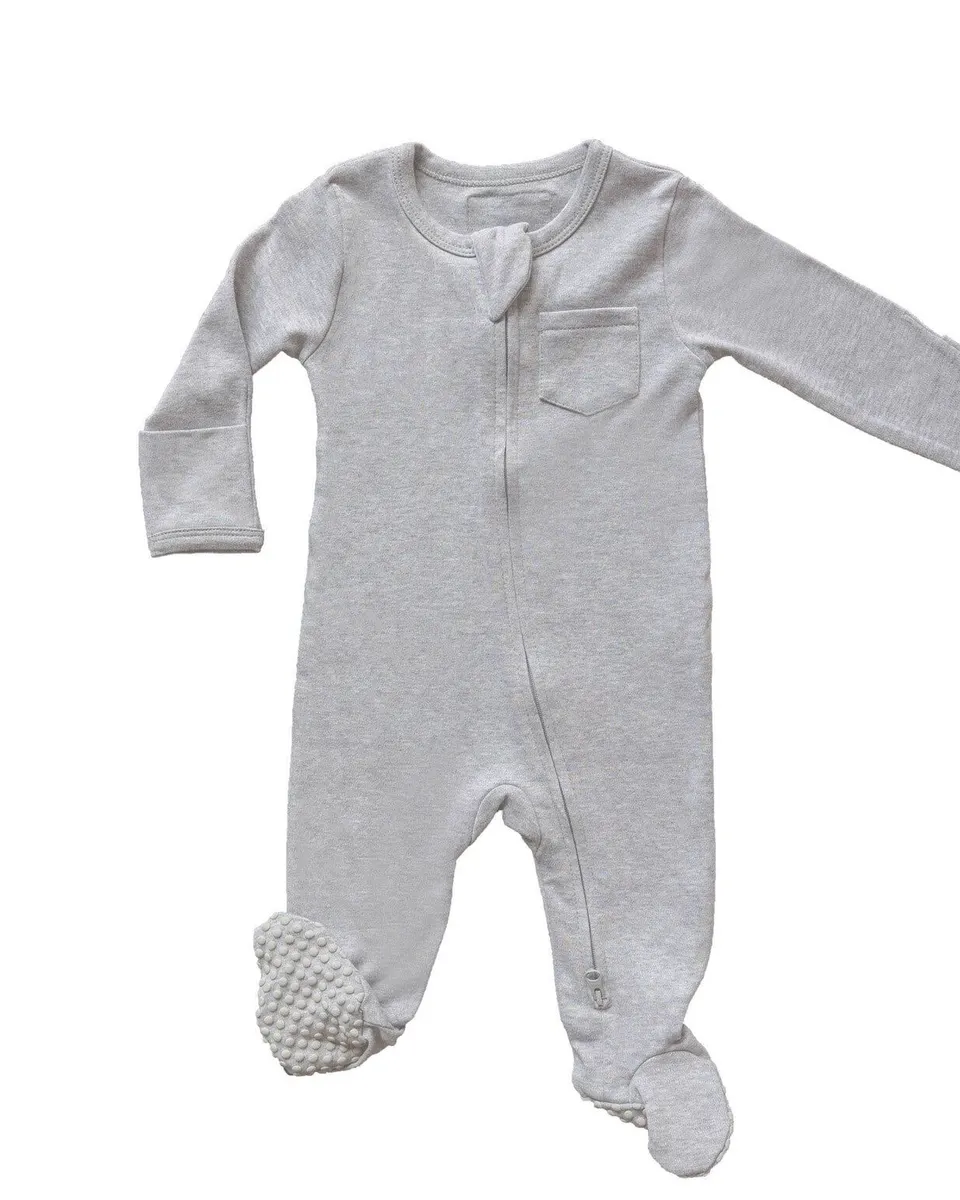 Toto & Mommie Baby Footed Zip Sleepsuit Romper Rhino Grey